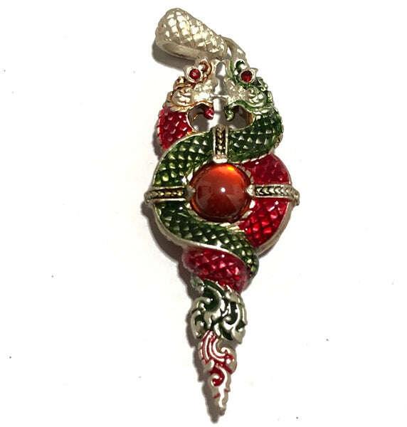 Thai Gold Dragon Amulet Pendant by Luang Phor Uen for Spiritual Protection