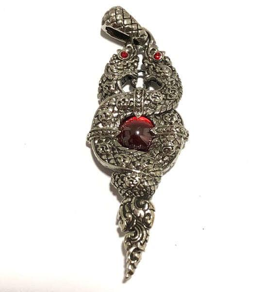 Thai Gold Dragon Amulet Pendant by Luang Phor Uen for Spiritual Protection