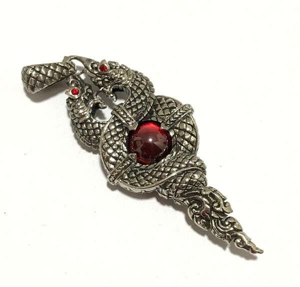 Thai Gold Dragon Amulet Pendant by Luang Phor Uen for Spiritual Protection