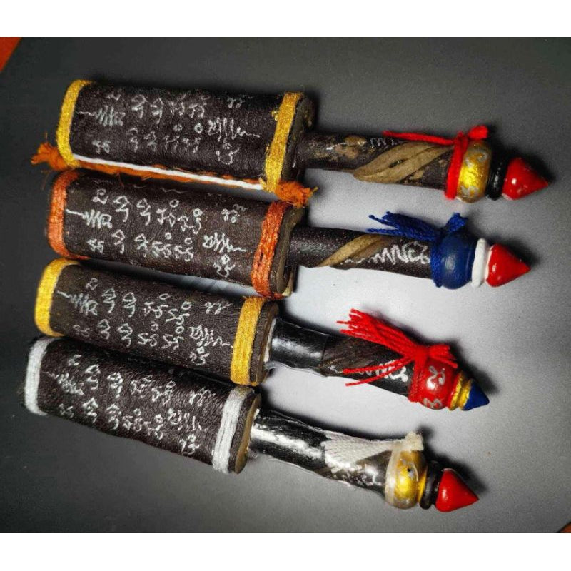 Sacred Tattooed Buffalo Hide Thai Blessing Charm Knife - Luang Pho Mian, Wat Ban Chaningwanaram, Buriram