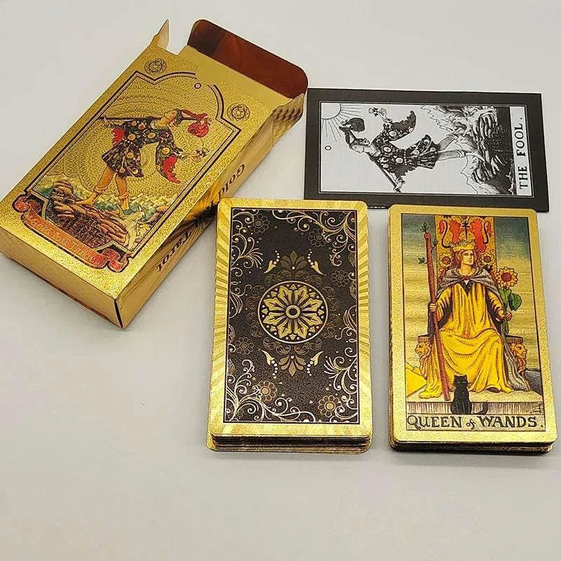 Rose Gold Tarot Deck with Gold Foil - Deluxe Edition Flower light package