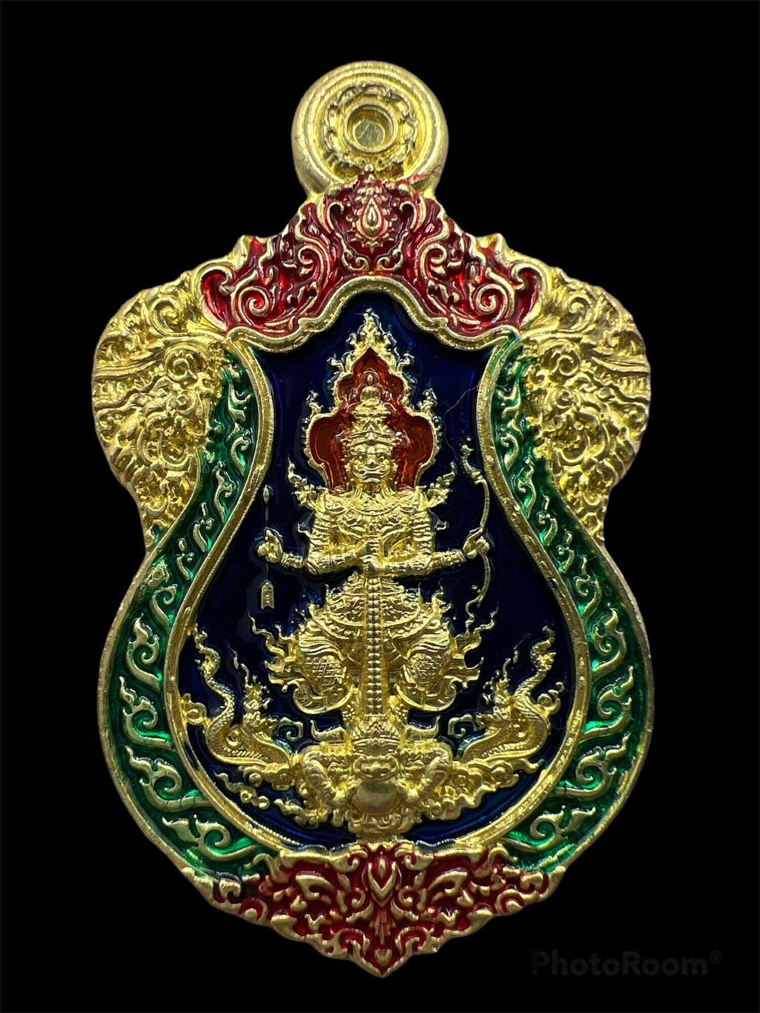 ✨ First Edition Thao Wessuwan Medal – Enamelled Sacred Coin by Luang Pho Sai, Buriram | Multicolor Gold Alloy