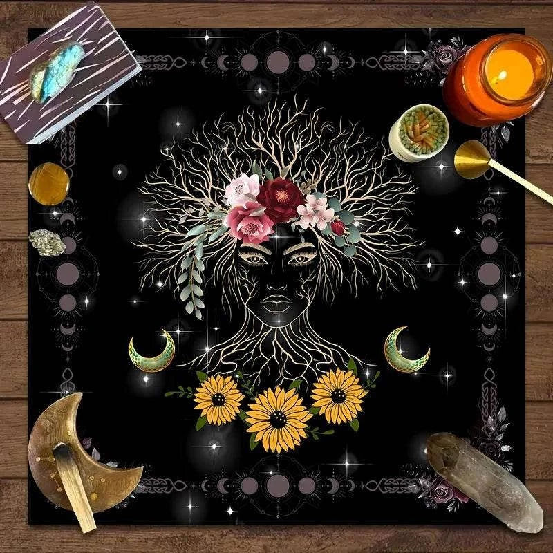 Moon Phase Tarot Card Tablecloth - Gold for Spiritual Readings and Rituals JP149