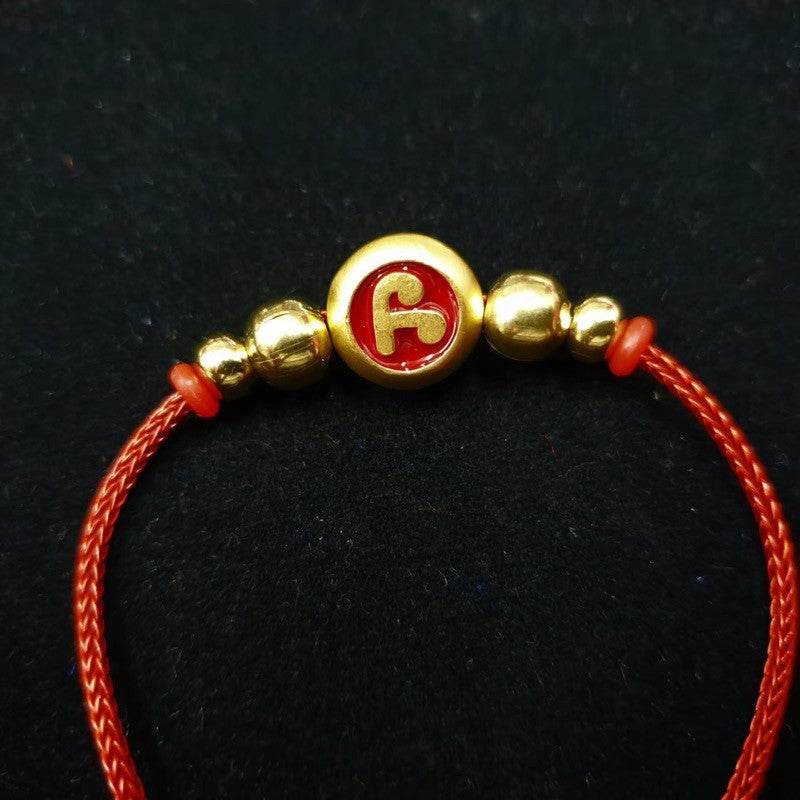 Namo Maha Mongkol Bracelet with Phra Pidta Amulet red cord bracelet with gold beads and central Phra Pidta medallion