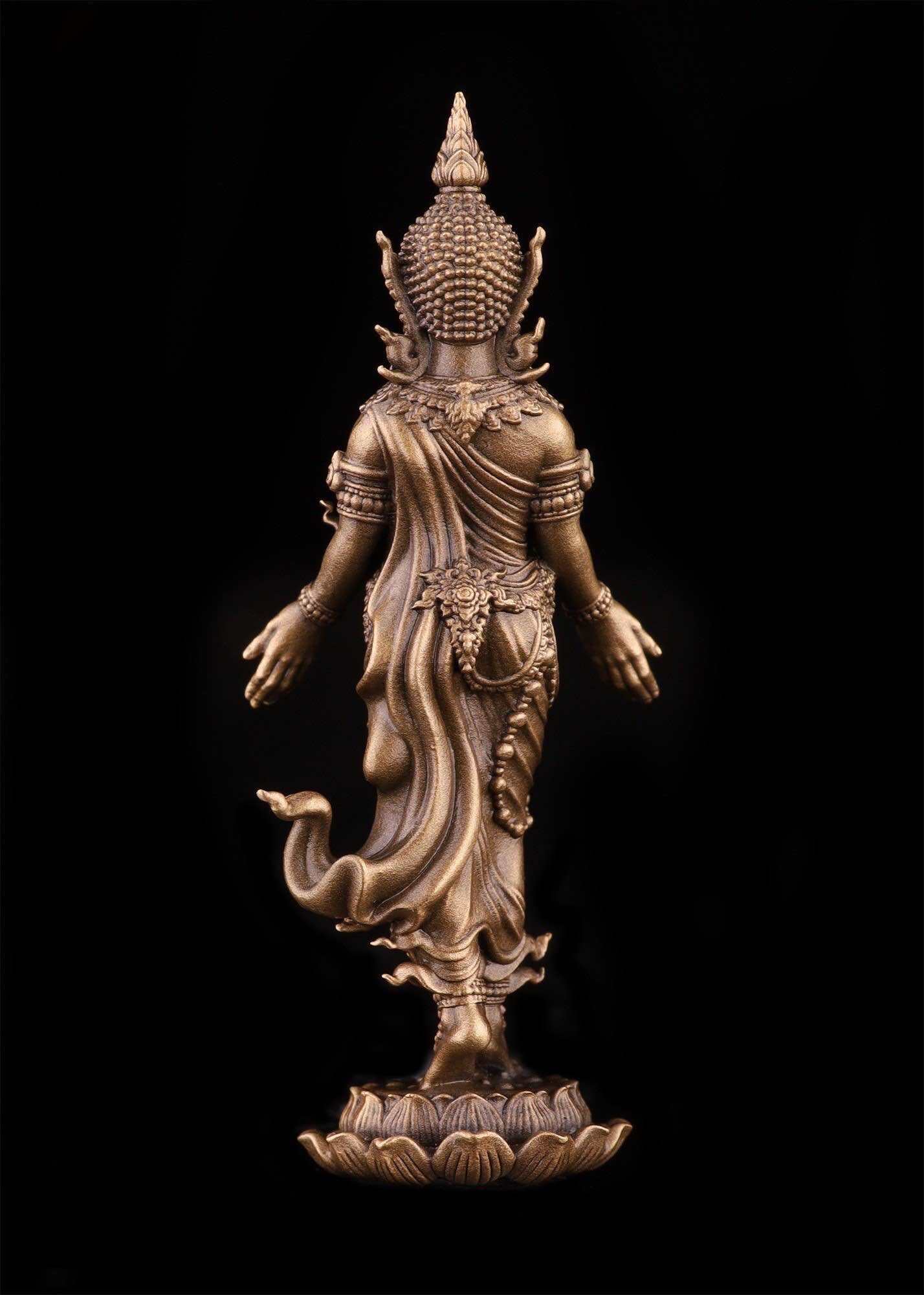 Bronze statue of a Thai Buddhist lucky charm depicting a serene figure with intricate details