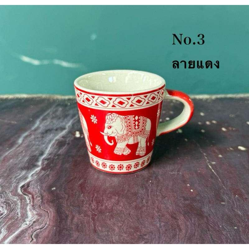 Thai Elephant Shot Glasses Set for Unique Home Bar Decor No.3 ลายแดง 7.5x8.5x62cm.