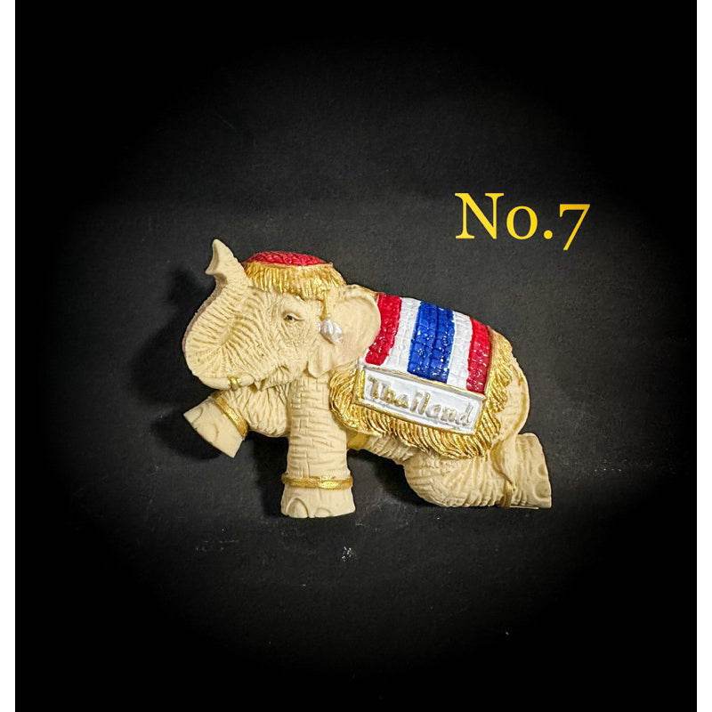 Thai elephant fridge magnet with colorful traditional design and Thailand text from One-Sake.com