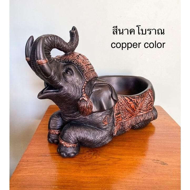 Thai Elephant Resin Tray for Sophisticated Home Decor นาคโบราณ 14.5x26x19cm.
