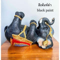 Thai Elephant Wine Rack - Elegant Decorative Bottle Holder for Home Décor สีเพ้นท์ดำ 15x25x16cm