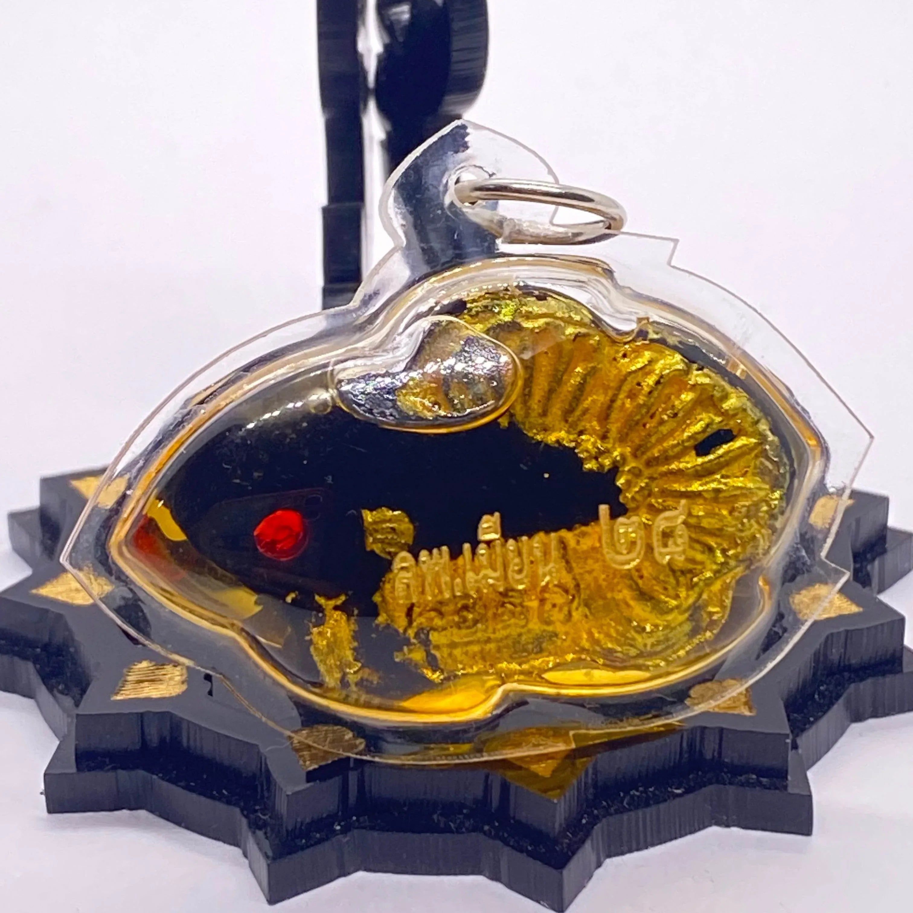 Thai Fish Amulet for Protection and Luck - Authentic Charm for Good Fortune Black