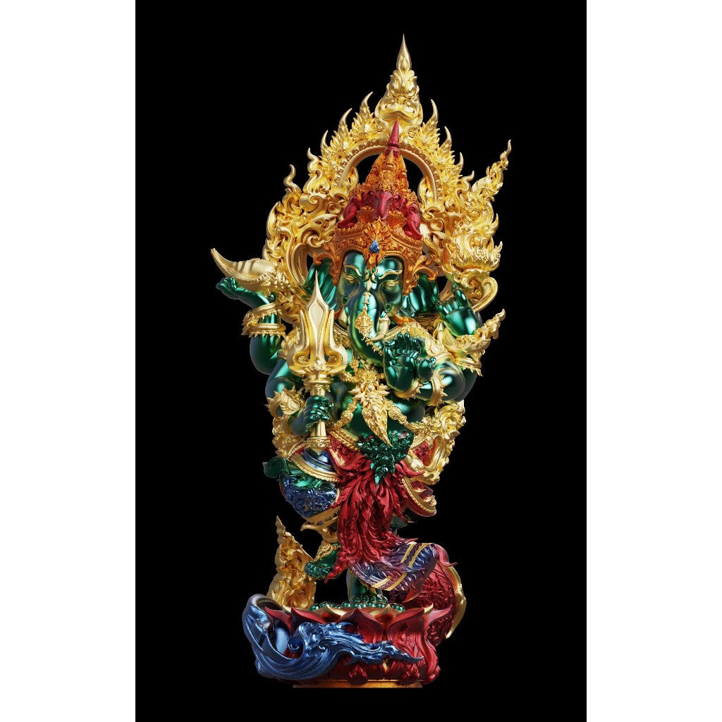 Colorful Thai Ganesh amulet spiritual protection statue with intricate details and ornate design