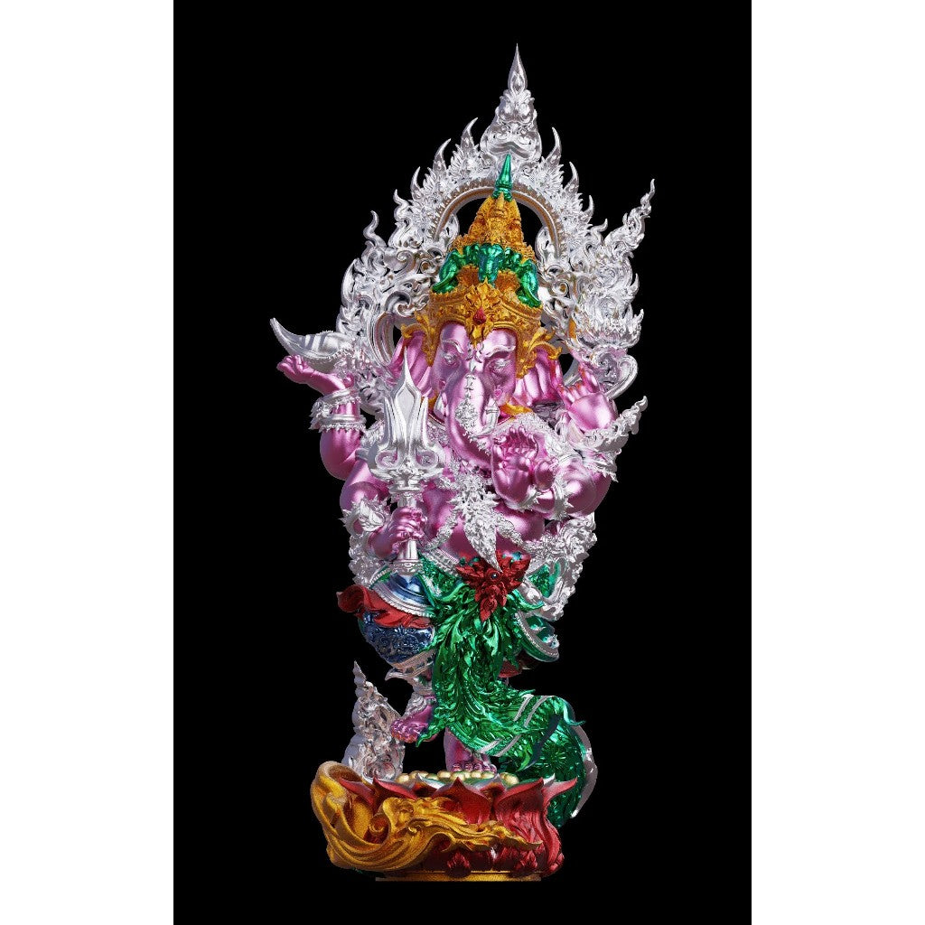 Colorful Thai Ganesh amulet for spiritual protection with intricate details and vibrant colors