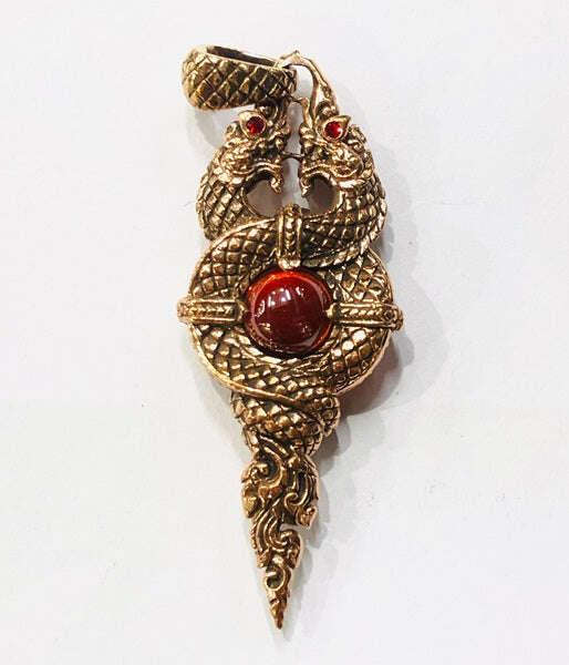 Thai Gold Dragon Amulet Pendant by Luang Phor Uen for Spiritual Protection