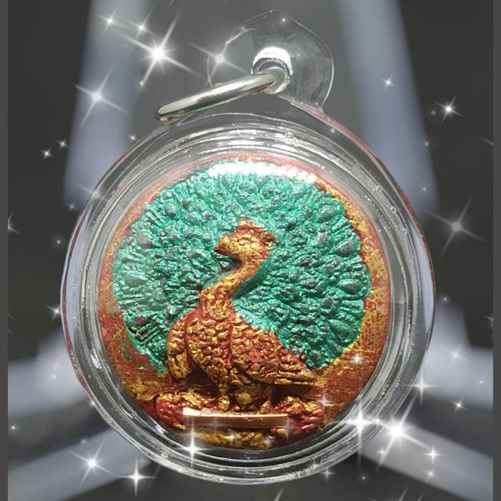 Phaya Nok Yuk Kam Namchok - Peacock of Fortune with Red Love Herb & Copper Takroot for Enhanced Luck One-Sake.com Default Title Default Title-