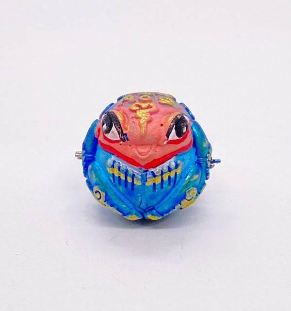 Thai Lucky Frog Charm for Wealth, Prosperity, and Good Fortune Paint blue
