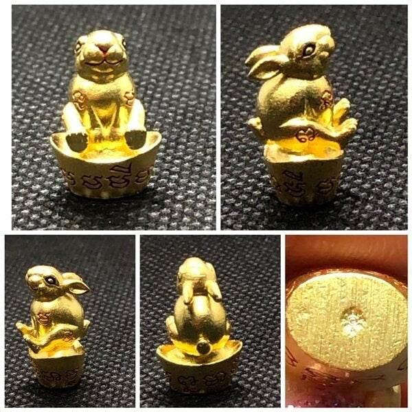 Thai Lucky Rabbit Amulet - Limited Edition Golden Wealth Charm for Prosperity