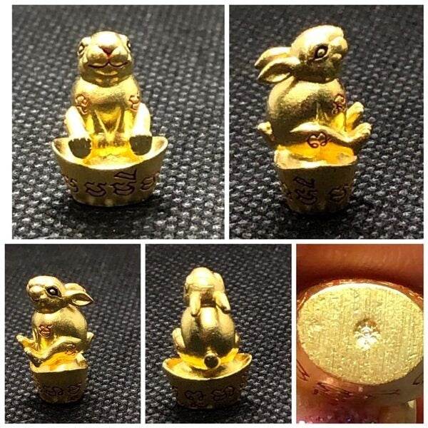 Thai Lucky Rabbit Amulet - Limited Edition Golden Wealth Charm for Prosperity