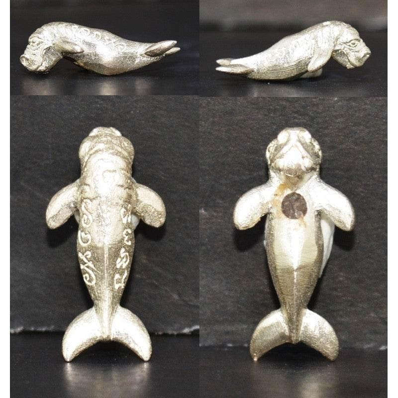 Thai Manatee Amulet - Pla Du Yong for Good Fortune and Blessings Pure silver