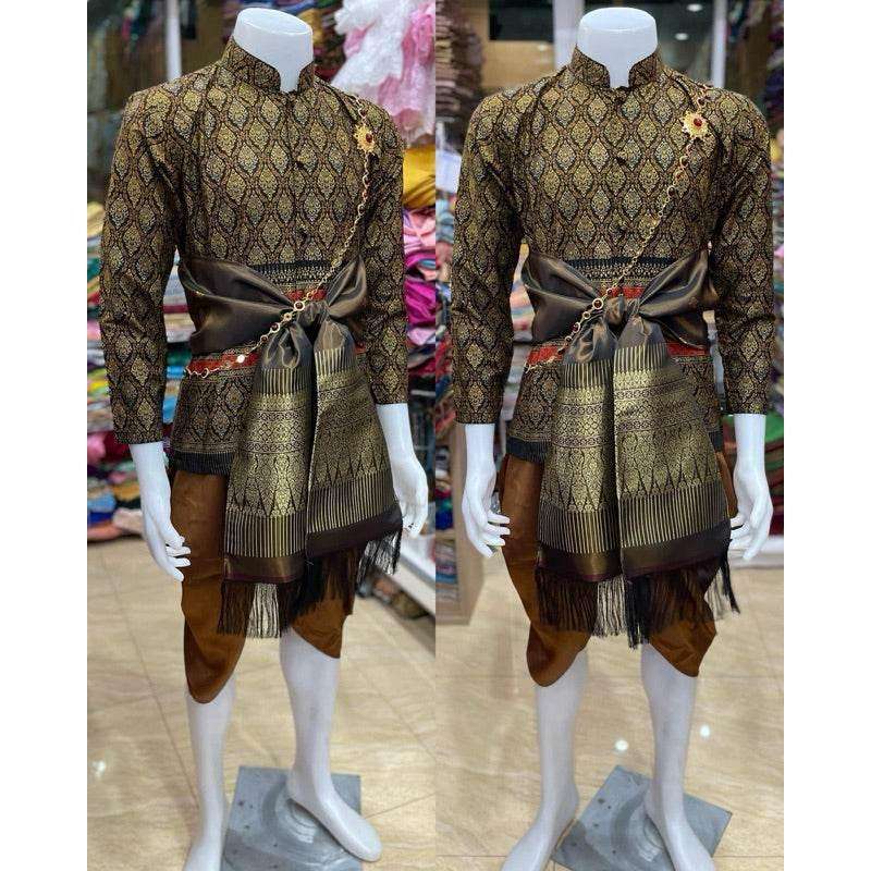Thai Men's Wedding Outfit Set for Traditional Ceremonies 4