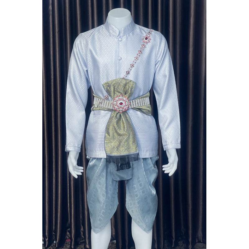 Thai Men's Traditional Outfit Set - Premium Style One-Sake.com Accessories only Only outfit Shirt only Only outfit-Shirt only-Accessories only-