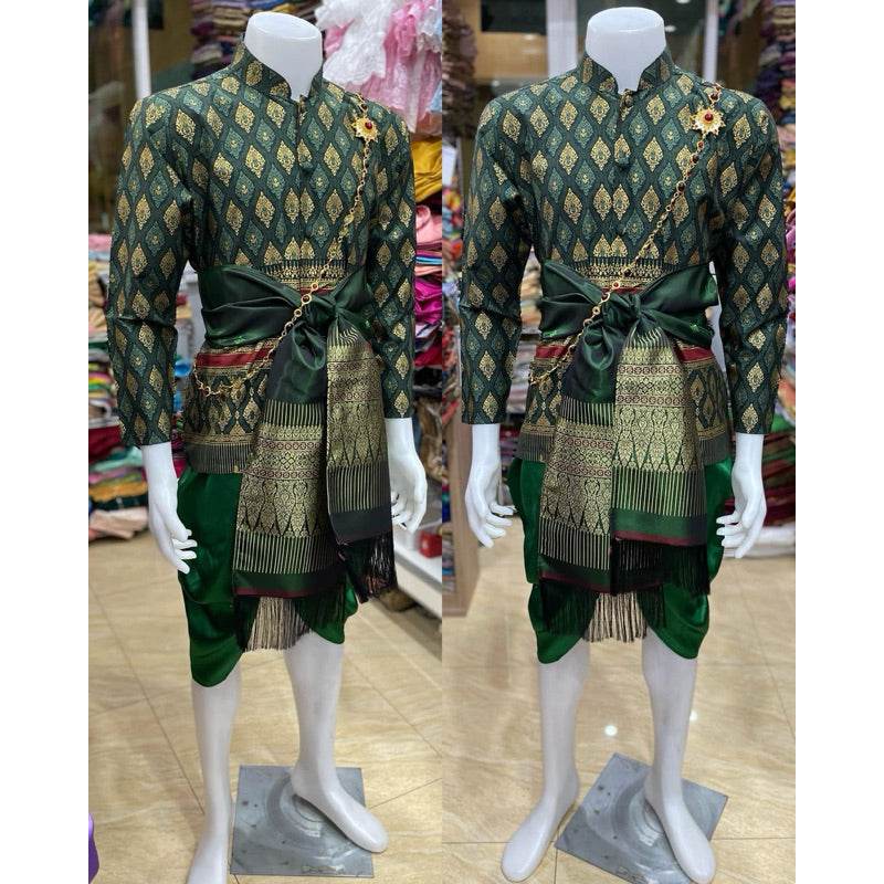 Thai Men's Traditional Wedding Outfit Set One-Sake.com 1 / L 1 / S 1 / M 1 / S-1 / M-1 / L-1 / Xl-1 / Xxl-2 / S-2 / M-2 / L-2 / Xl-2 / Xxl-3 / S-3 / M-3 / L-3 / Xl-3 / Xxl-4 / S-4 / M-4 / L-4 / Xl-4 / Xxl-5 / S-5 / M-5 / L-5 / Xl-5 / Xxl-6 / S-6 / M-6 / L-6 / Xl-6 / Xxl-