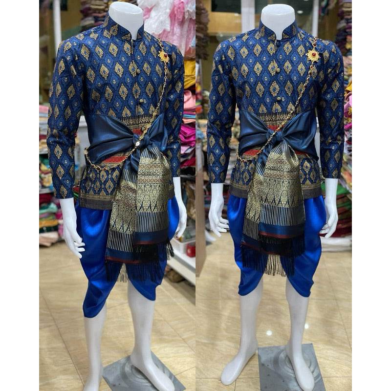 Thai Men's Traditional Wedding Outfit Set One-Sake.com 1 / L 1 / S 1 / M 1 / S-1 / M-1 / L-1 / Xl-1 / Xxl-2 / S-2 / M-2 / L-2 / Xl-2 / Xxl-3 / S-3 / M-3 / L-3 / Xl-3 / Xxl-4 / S-4 / M-4 / L-4 / Xl-4 / Xxl-5 / S-5 / M-5 / L-5 / Xl-5 / Xxl-6 / S-6 / M-6 / L-6 / Xl-6 / Xxl-
