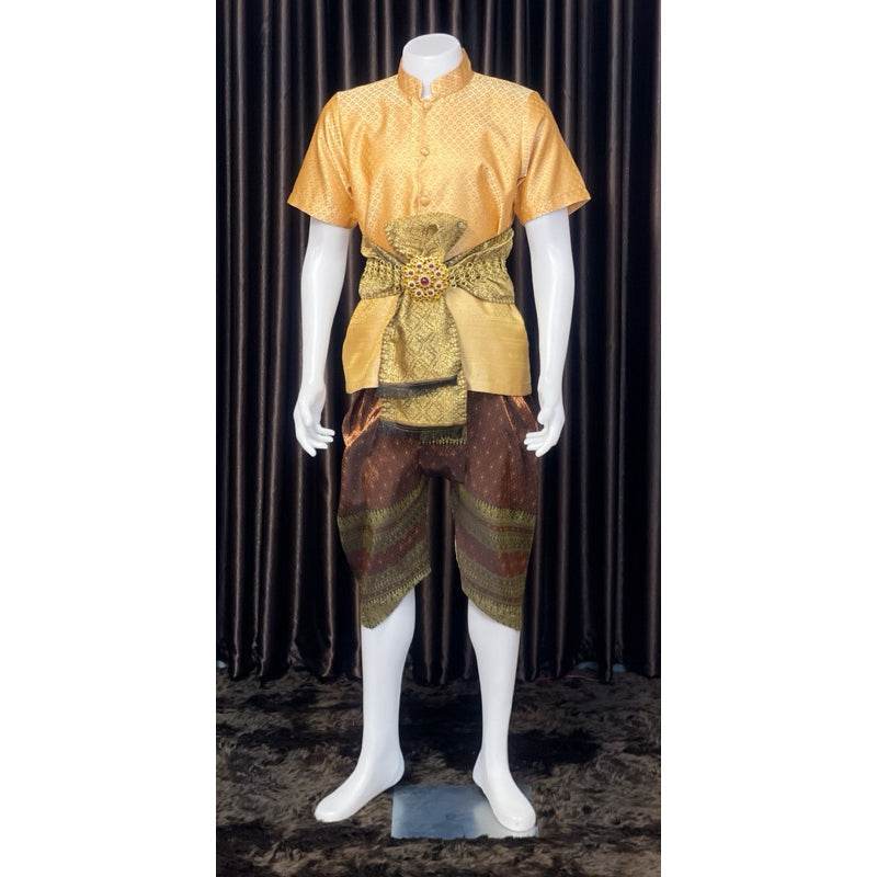 Thai Men's Wedding Outfit Traditional Set One-Sake.com Shirt only Only outfit Accessories Only outfit-Accessories-Shirt only-
