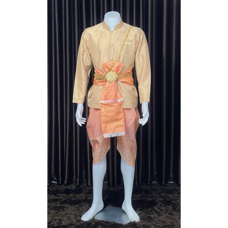 Thai Men's Wedding Outfit Traditional Set One-Sake.com Accessories Only outfit Shirt only Only outfit-Shirt only-Accessories-