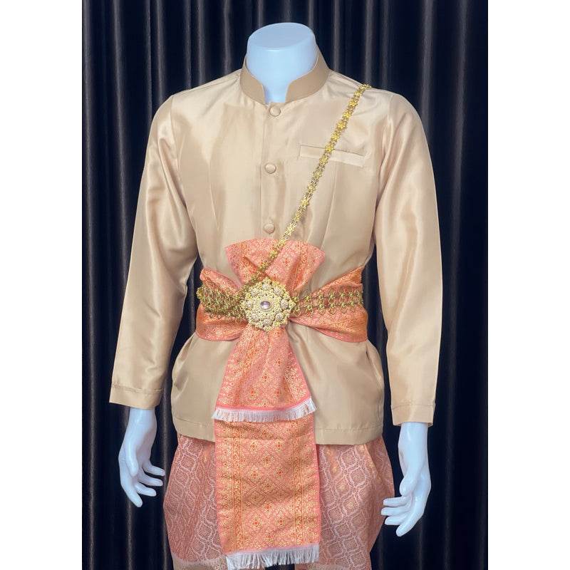 Thai Men's Wedding Outfit Traditional Set One-Sake.com Accessories Only outfit Shirt only Only outfit-Shirt only-Accessories-