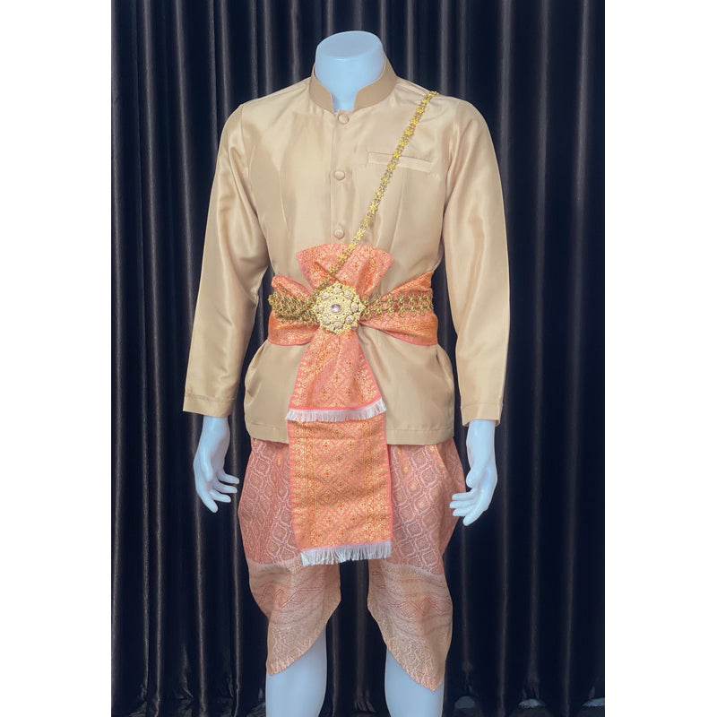 Thai Men's Wedding Outfit Traditional Set One-Sake.com Accessories Only outfit Shirt only Only outfit-Shirt only-Accessories-