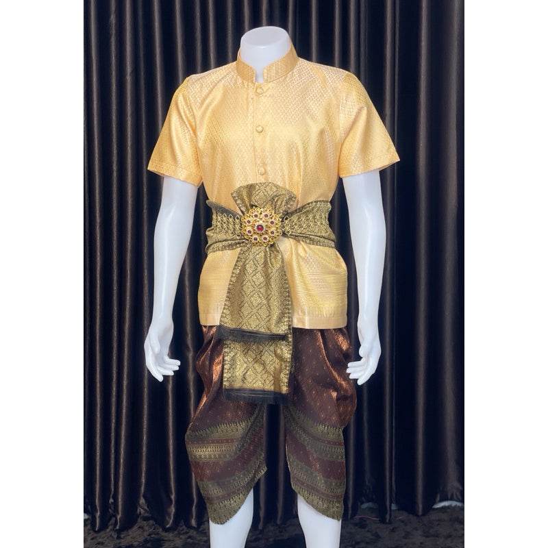 Thai Men's Wedding Outfit Traditional Set One-Sake.com Shirt only Only outfit Accessories Only outfit-Accessories-Shirt only-