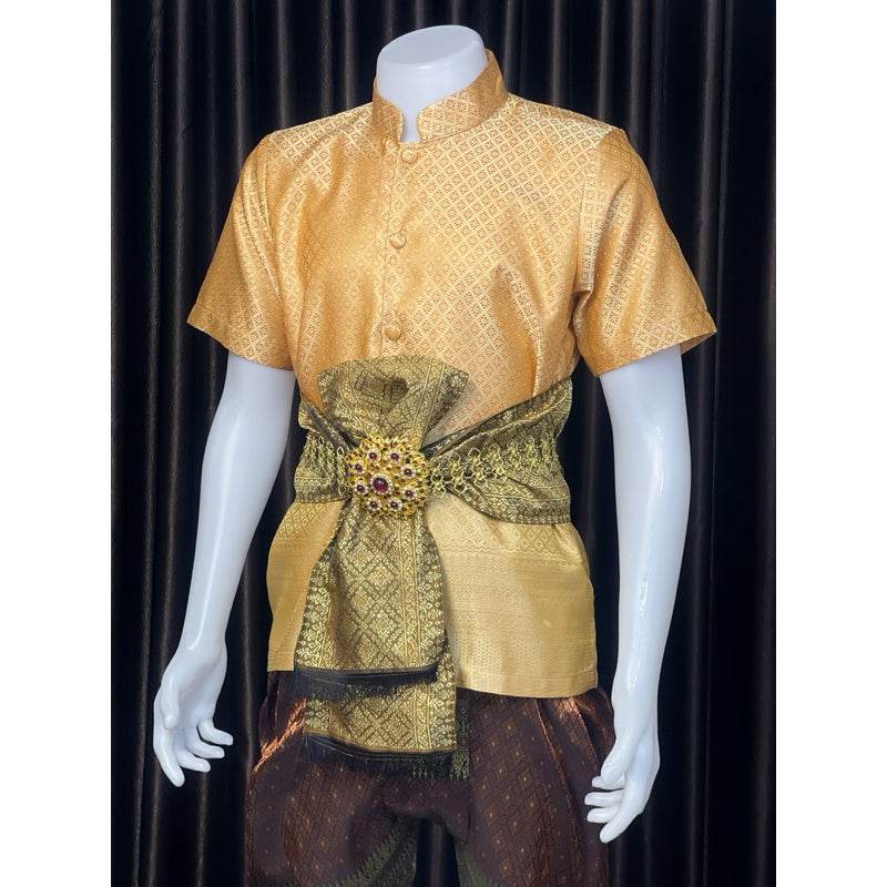Thai Men's Wedding Outfit Traditional Set One-Sake.com Shirt only Only outfit Accessories Only outfit-Accessories-Shirt only-