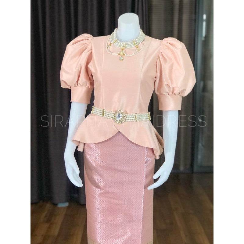 Thai Mermaid Dress for Weddings - Elegant Pink One-Sake.com Shirts / Inform the seller's size Sarong / Inform the seller's size Shirts / Inform the seller's size-Sarong / Inform the seller's size-