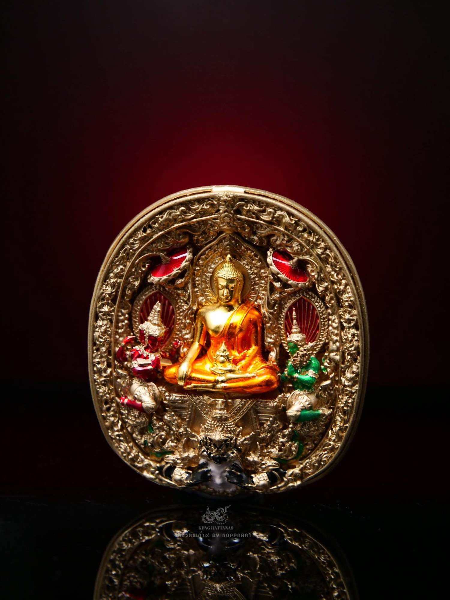 Thai protection amulet double consecration Phra Yod Khun Phon Amulet with intricate design and vibrant colors