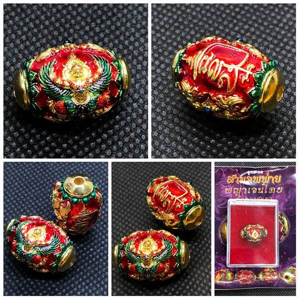 Colorful Thai protection amulet for prosperity with intricate designs and gold accents, perfect for spiritual support