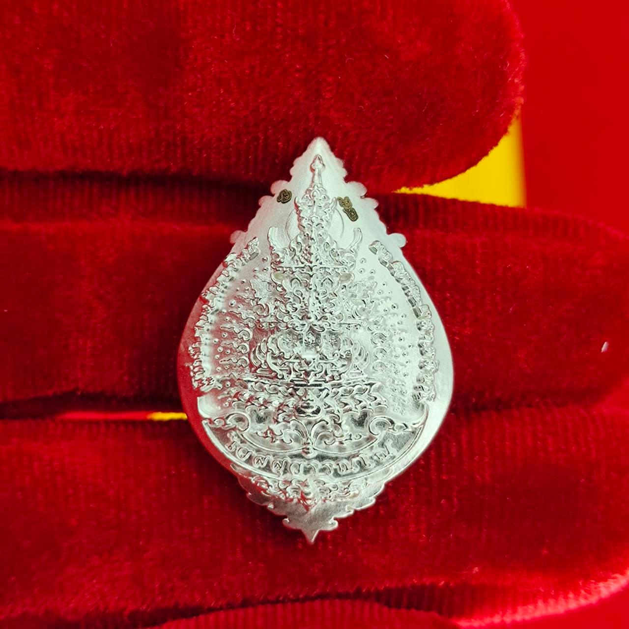 Thao Wessuwanno Amulet in Silver and Gold Enamel for Ultimate Protection Charm