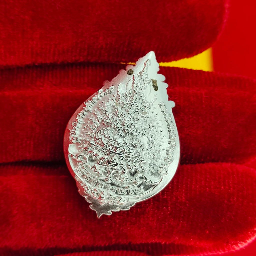 Thao Wessuwanno Amulet in Silver and Gold Enamel for Ultimate Protection Charm