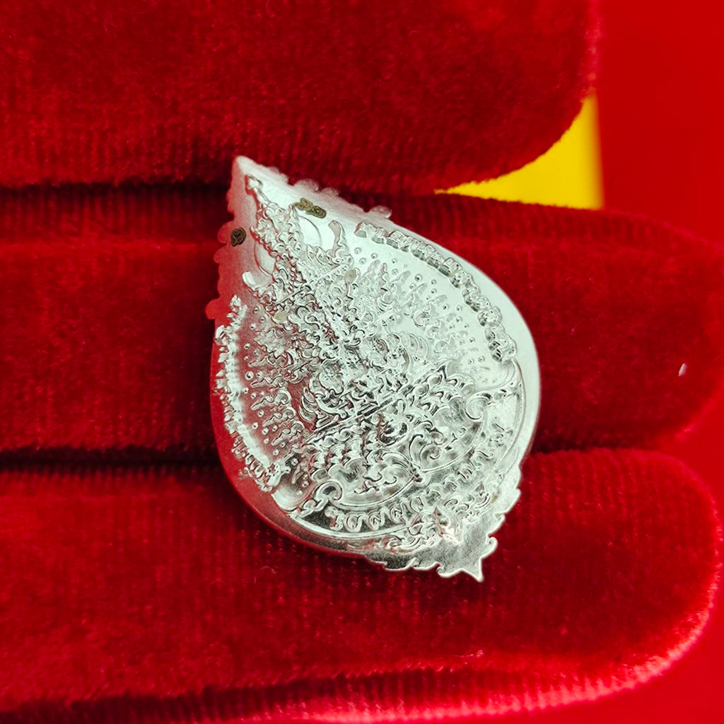 Thao Wessuwanno Amulet in Silver and Gold Enamel for Ultimate Protection Charm