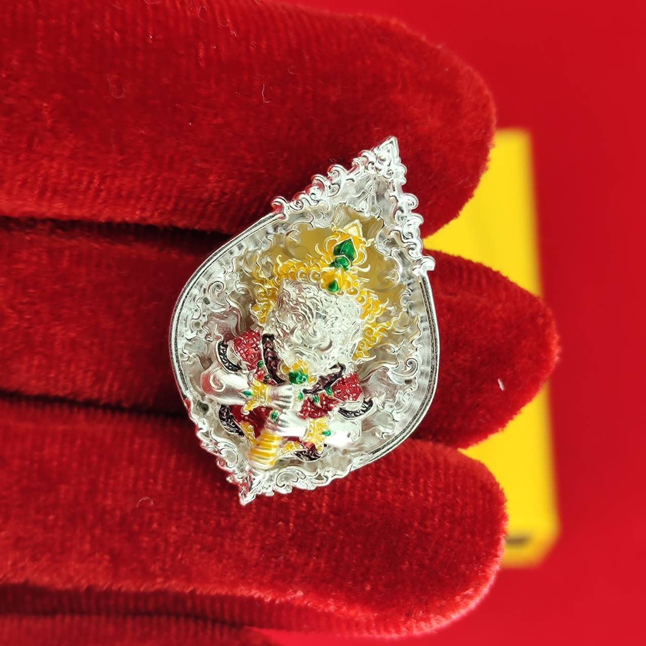 Thao Wessuwanno Amulet in Silver and Gold Enamel for Ultimate Protection Charm