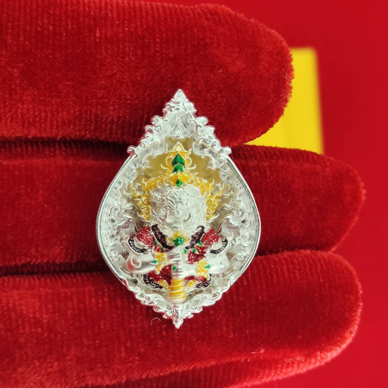 Thao Wessuwanno Amulet in Silver and Gold Enamel for Ultimate Protection Charm