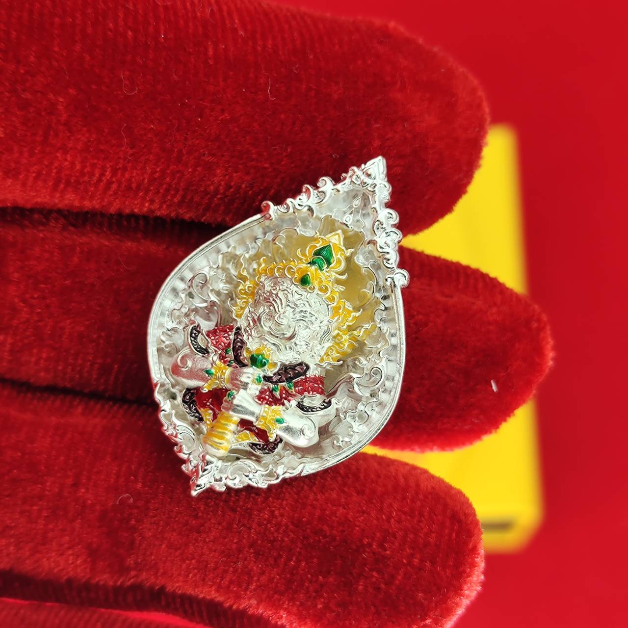 Thao Wessuwanno Amulet in Silver and Gold Enamel for Ultimate Protection Charm