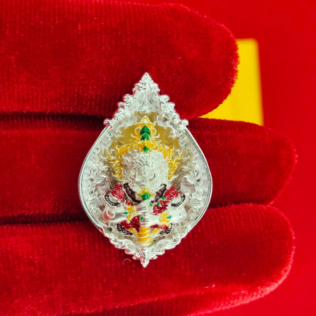 Thao Wessuwanno Amulet in Silver and Gold Enamel for Ultimate Protection Charm Default Title