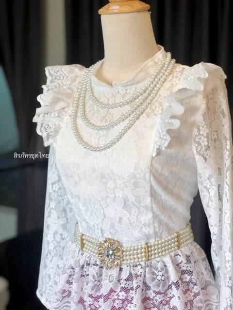 Thai Ruffled Sleeve Lace Blouse with Elegant Design