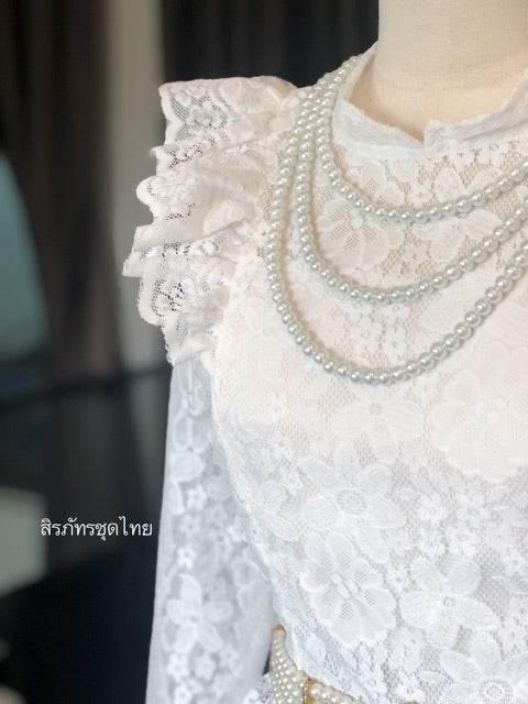 Thai Ruffled Sleeve Lace Blouse with Elegant Design