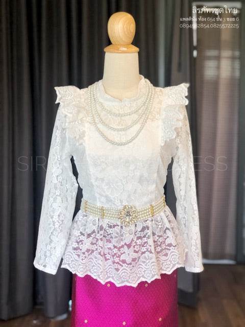 Thai Ruffled Lace Blouse with Elegant Design One-Sake.com เสื้อลูกไม้ / - เสื้อลูกไม้ / --