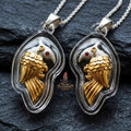 Authentic Thai Salika Bird Amulet "Sarika Maha Long Enchantment Celestial Bird 2K Plated Bronze with Red Gemstone Eyes"