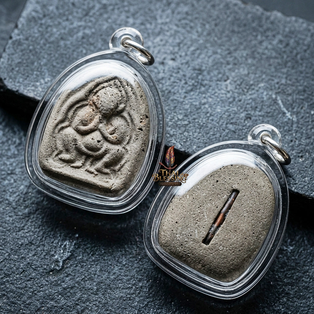 Authentic Thai Amulet "Mae Nang Phim Clay & Phong Phrai Kuman Spirit Pendant" Consecrated by Luang Pho Loet, Wat Khao Phu Din B.E. 2542 (1999) - Disciple of Luang Pho Tae Wat Sam Ngam