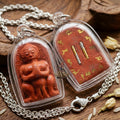 Authentic Thai Amulet "Jumbo Mae Nang Phim Sacred Red Herbal Powder & Spirit Ash Pendant" Consecrated by Luang Pho Loet, Wat Khao Phu Din B.E. 2542 (1999) - Disciple of Luang Pho Tae Wat Sam Ngam