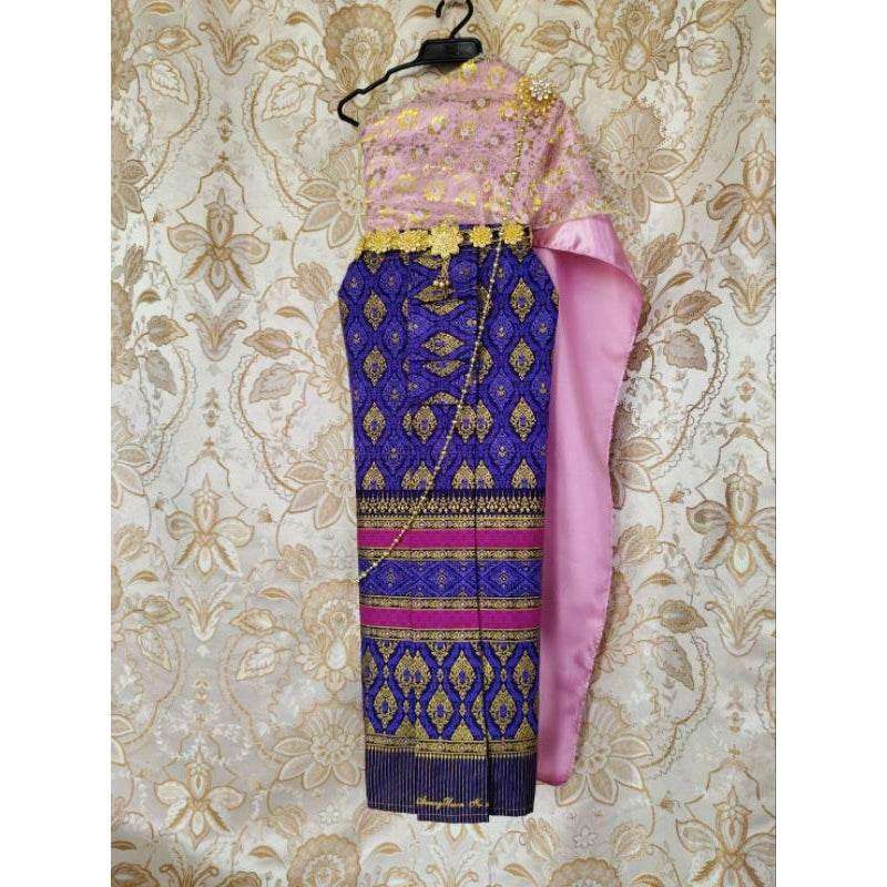 Thai Traditional Costume for Kids - Double-Layer Sabai Costume Set for Ages 3-10 Years with Custom Sizes & Styles Available