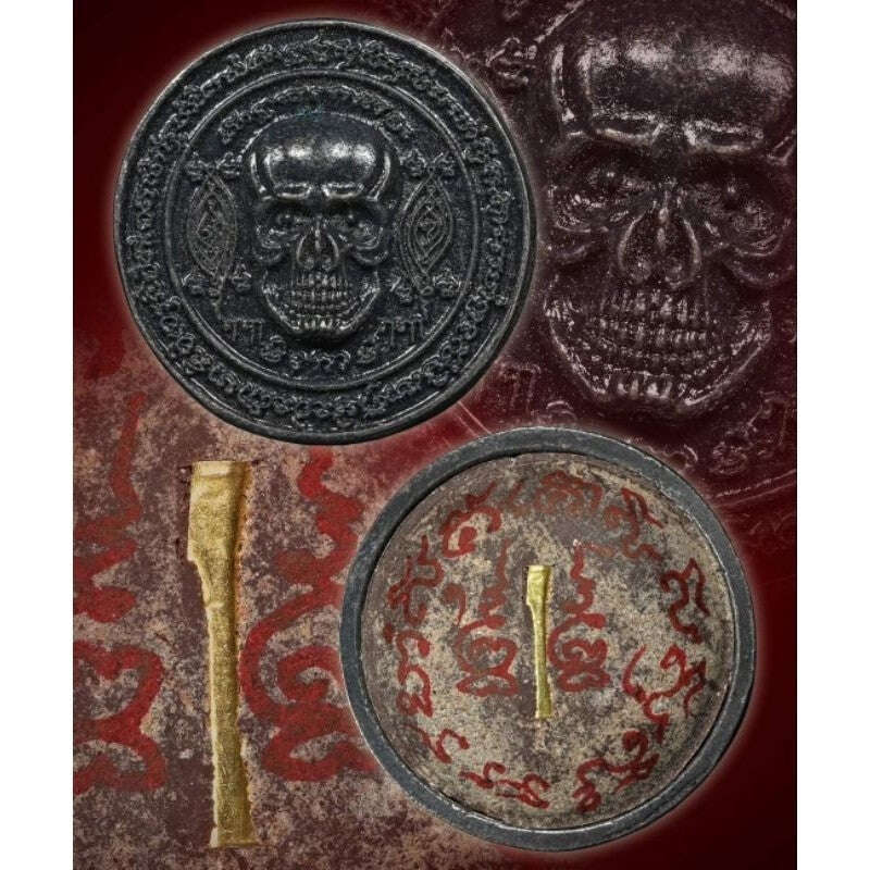 Thai Wealth Protection Amulet Charm for Spiritual Blessings Blackened